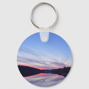 Beautiful Wilderness Sunset over Lake Photo Key Ring