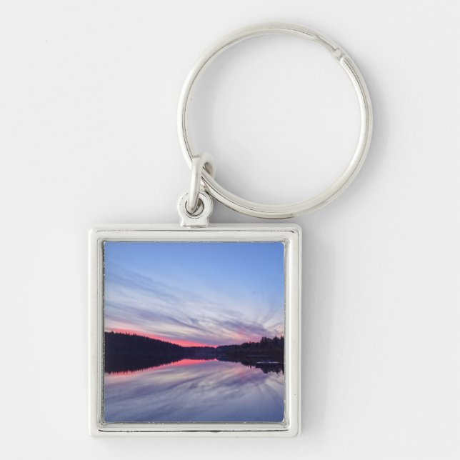 Beautiful Wilderness Sunset over Lake Photo Key Ring (Front)