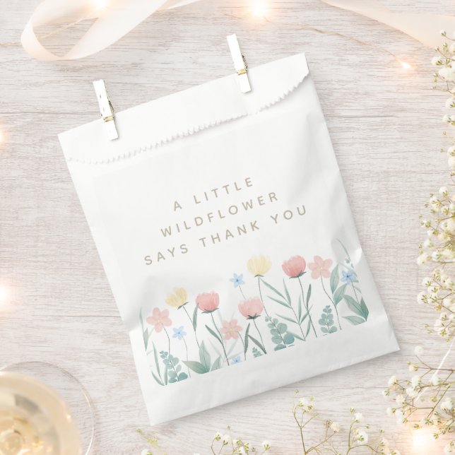 Beautiful Wildflower Bouquet Birthday Favour Bag (Clipped)