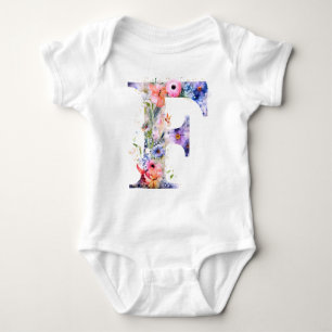 Beautiful Wildflower Butterfly Monogram Baby Bodysuit