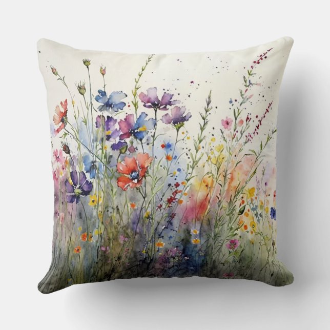 Beautiful Wildflower Field Cushion (Back)