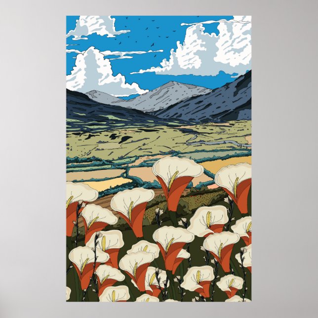 Beautiful Wildflower Meadow Landscape Poster (Front)