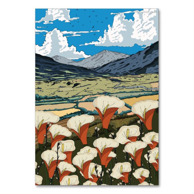 Beautiful Wildflower Meadow Landscape Table Number (Front)