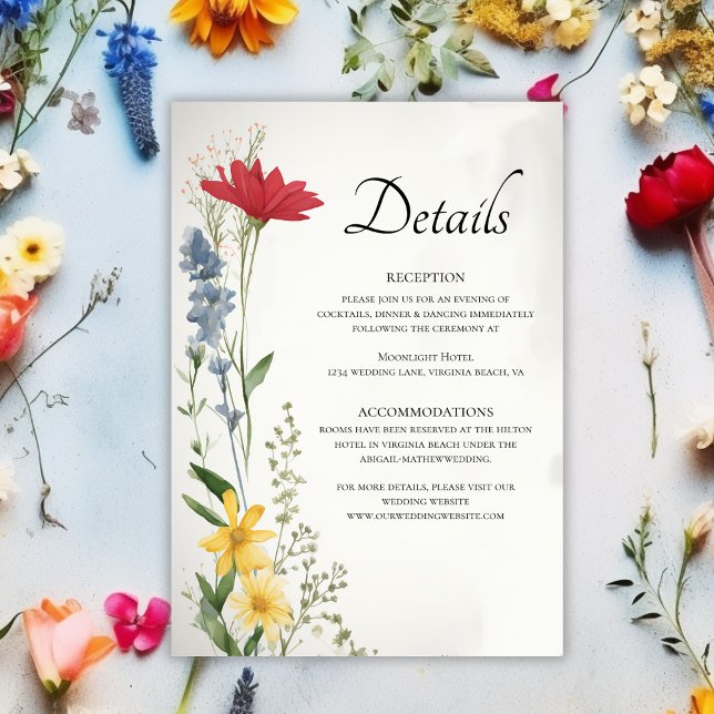 Beautiful Wildflower Nature Floral Wedding Details Enclosure Card (Creator Uploaded)