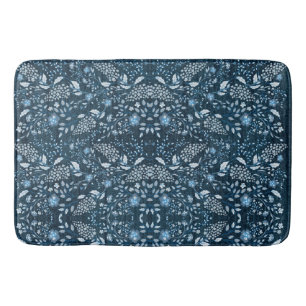 Beautiful Wildflower Pattern on Grassy Background Bath Mat
