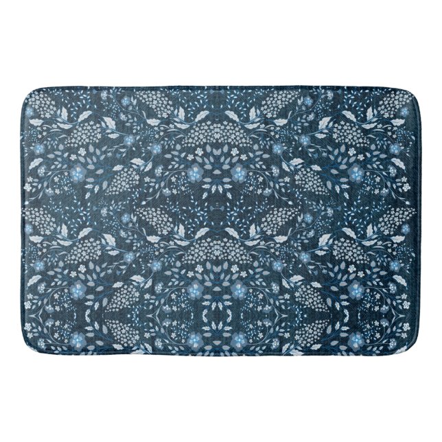 Beautiful Wildflower Pattern on Grassy Background Bath Mat (Front)