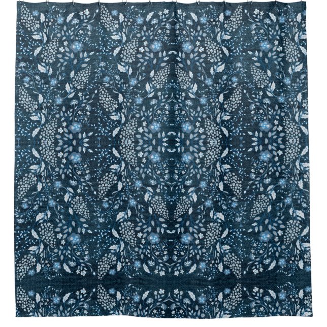 Beautiful Wildflower Pattern on Grassy Background Shower Curtain (Front)