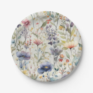 Beautiful Wildflower Print Paper Plate