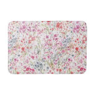 Beautiful Wildflower Watercolor Pattern Bath Mat
