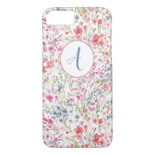 Beautiful Wildflower Watercolor Pattern Monogram iPhone 8/7 Case