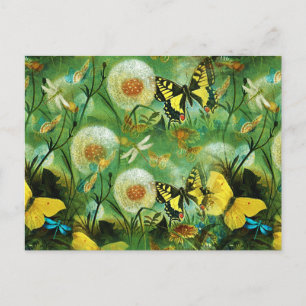 Beautiful Wildflowers and Butterflies Nature Postcard