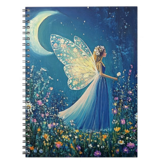 Beautiful wildflowers and fairy. notebook