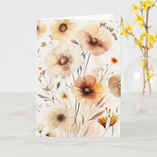 Beautiful Wildflowers Flowers GET WELL SOON Card (Yellow Flower)