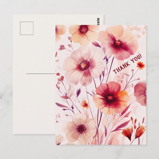 Beautiful Wildflowers Flowers THANK YOU Postcard (Front/Back)