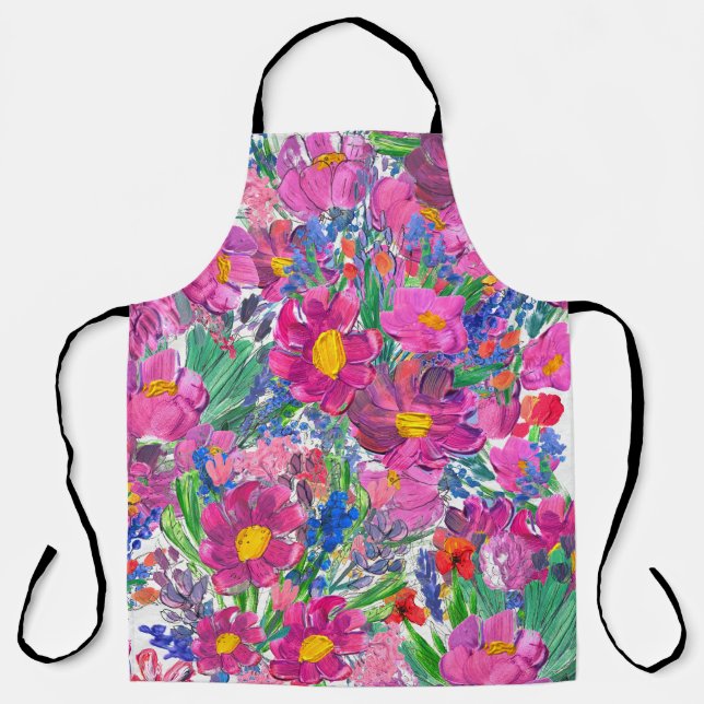 Beautiful Wildflowers: Hand Drawn Artistry. Apron (Front)