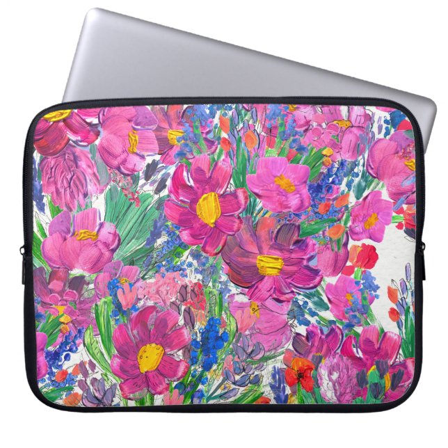 Beautiful Wildflowers: Hand Drawn Artistry. Laptop Sleeve (Front)