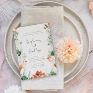 Beautiful wildflowers in watercolor garden wedding invitation