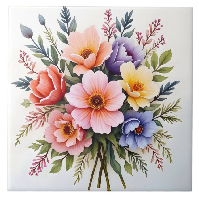 Beautiful Wildflowers Modern Luxury Collection Ceramic Tile (Front)