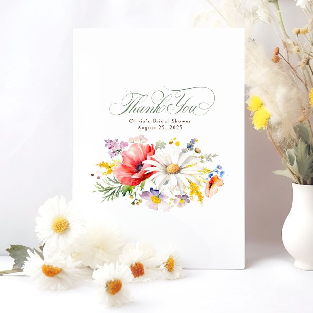 Beautiful Wildflowers Small Thank You (Wildflowers small thank you cards)