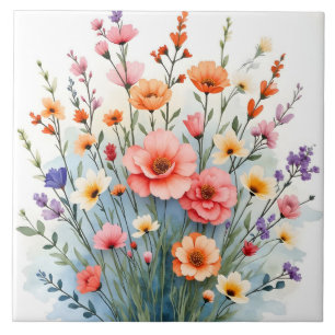 Beautiful Wildflowers Trendy Luxury Collection Ceramic Tile