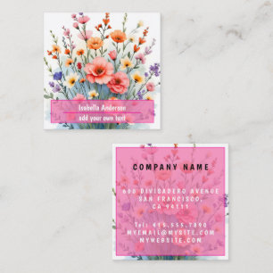 Beautiful Wildflowers Trendy Luxury Collection Square Business Card