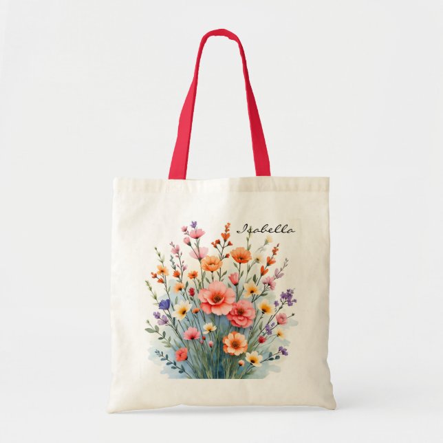 Beautiful Wildflowers Trendy Luxury Collection Tote Bag (Front)