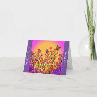 Beautiful wildflowers with Butterfly friends Thank You Card