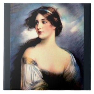 beautiful wind-blown Victorian woman Ceramic Tile