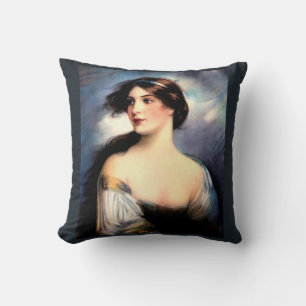 beautiful wind-blown Victorian woman Cushion