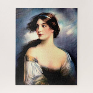 beautiful wind-blown Victorian woman Jigsaw Puzzle