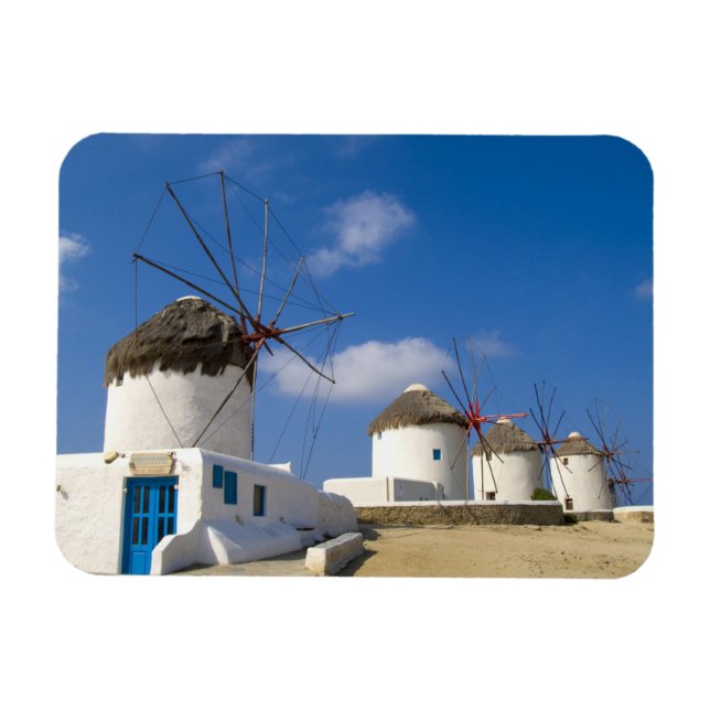 Beautiful windmills on the island of Mykonos, Magnet (Horizontal)