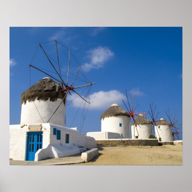 Beautiful windmills on the island of Mykonos, Poster (Front)