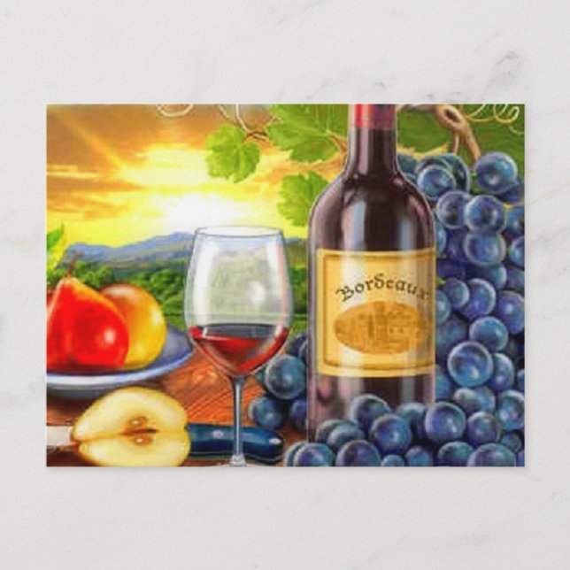 beautiful wine and grapes postcard (Front)