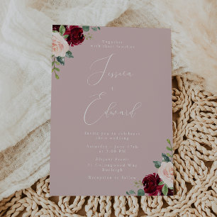 Beautiful Wine & Blush Elegance Wedding  Invitation
