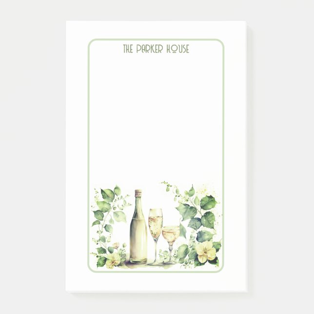 Beautiful Wine Setting With Flowers Post-it Notes (Front)