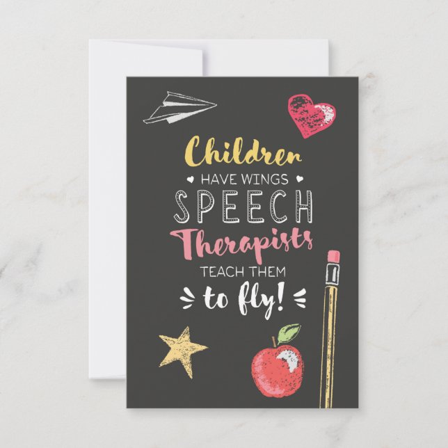 Beautiful Wings Quote - Speech Therapists Thank You Card (Front)