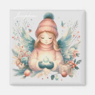 Beautiful winter angel amidst the northern nature magnet