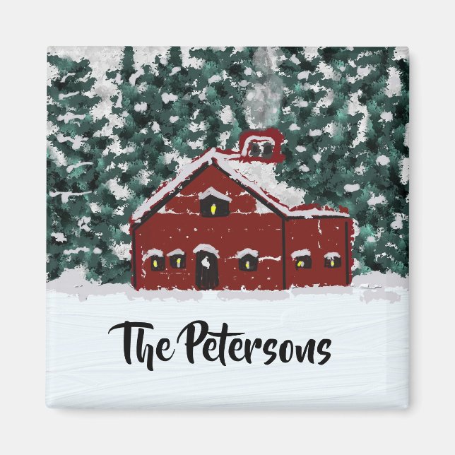 Beautiful Winter Barn Magnet (Front)