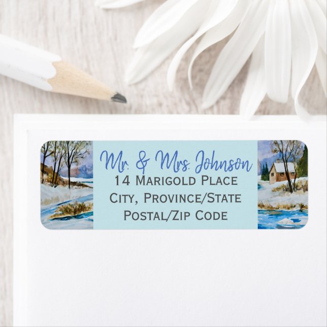 Beautiful Winter Countryside Label Return Address Label (Insitu)
