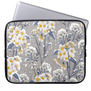 Beautiful winter flower blooming in the snow delic laptop sleeve