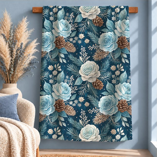Beautiful Winter Flowers Pine Cone Blanket (Beautiful Winter Flowers Pine Cone Blanket)