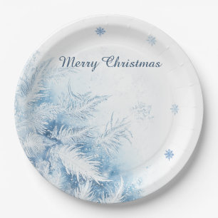 Beautiful Winter Frost Christmas Paper Plate