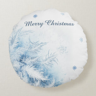Beautiful Winter Frost Christmas Round Cushion