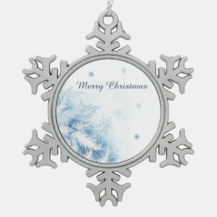 Beautiful Winter Frost Christmas Snowflake Pewter Christmas Ornament