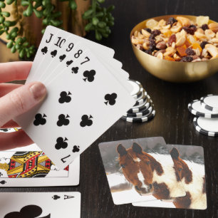 Beautiful Winter Horse Snowy Farm Scene Playing Cards