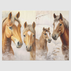 Beautiful Winter Horses Decoupage Tissue Paper