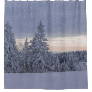 Beautiful Winter Landscape as it's Snowing Shower Curtain