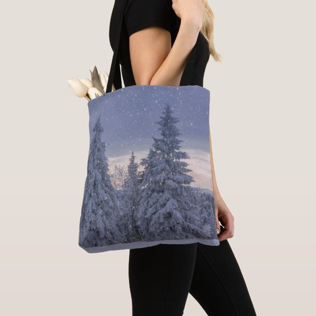 Beautiful Winter Landscape as it's Snowing  Tote Bag (Close Up)