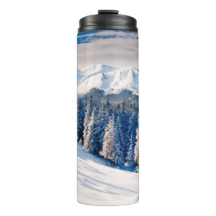 Beautiful winter landscape with snow covered trees thermal tumbler