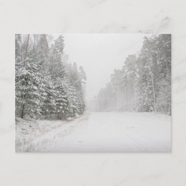 Beautiful winter landscape with snowy road holiday postcard (Front)